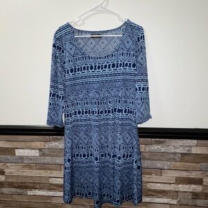 Blue Geometric Pattern Dress